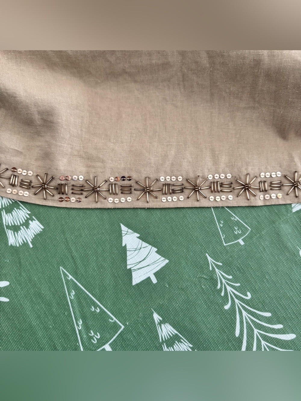Jaclyn Smith Women's L Linen Blend Tunic Boho Embellished Beaded Tan Top NWT - Picture 8 of 8